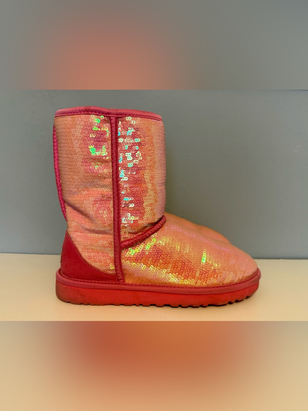 UGG Sequin Pink Glitter Short Bootie